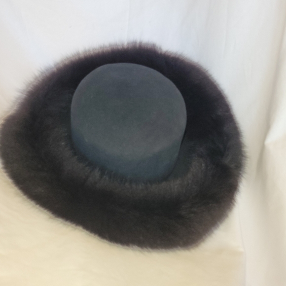 Faux fur felt hat winter black - Picture 1 of 4